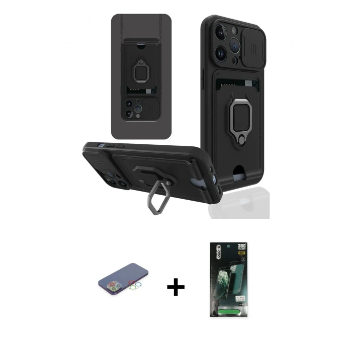 MARSİLYAN™- iPhone 13 Pro Kılıf Vadi Form Prime - Şeffaf 360 Full Body Arka Koruyucu + Renkli Kamera Lens Koruma Cam - MI
