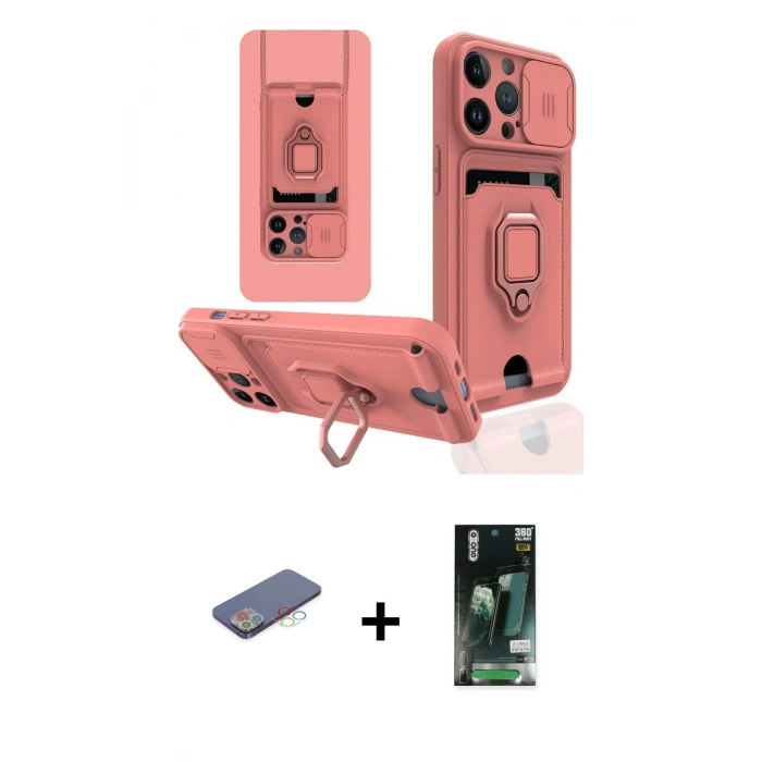 MARSİLYAN™- iPhone 13 Pro Kılıf Vadi Form Prime - Şeffaf 360 Full Body Arka Koruyucu + Renkli Kamera Lens Koruma Cam - MI