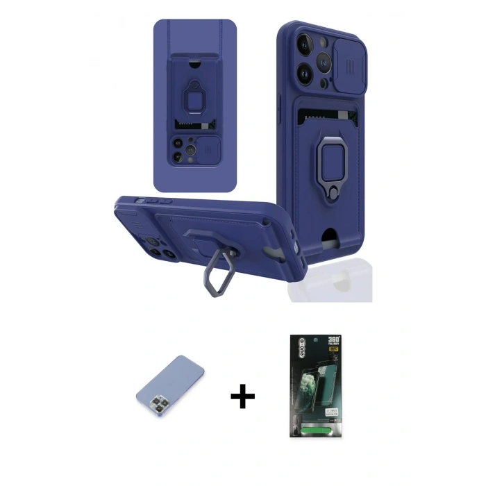 MARSİLYAN™- iPhone 13 Pro Kılıf Vadi Form Prime - Şeffaf 360 Full Body Arka Koruyucu + Metal Kamera Lens Koruma Cam - KUYL