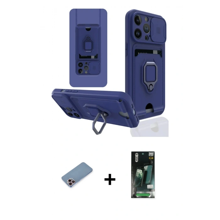 MARSİLYAN™- iPhone 13 Pro Kılıf Vadi Form Prime - Şeffaf 360 Full Body Arka Koruyucu + Shine Kamera Lens Koruma Cam - PE