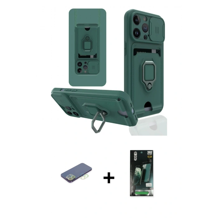MARSİLYAN™- iPhone 13 Pro Kılıf Vadi Form Prime - Şeffaf 360 Full Body Arka Koruyucu + Renkli Kamera Lens Koruma Cam - YL