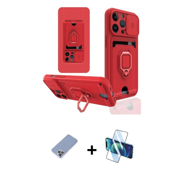 MARSİLYAN™- iPhone 13 Pro Kılıf Vadi Form Prime - Siyah 3D Antistatik Seramik Nano Ekran Koruyucu + Koyu Yeşil Metal Kamera Lens Koruma Cam