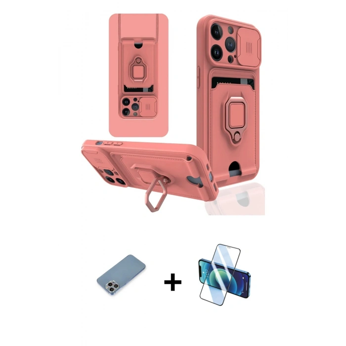 MARSİLYAN™- iPhone 13 Pro Kılıf Vadi Form Prime - Siyah 3D Antistatik Seramik Nano Ekran Koruyucu + Shine Kamera Lens Koruma Cam - GI