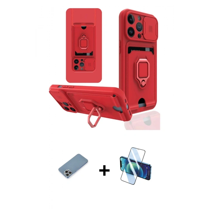 MARSİLYAN™- iPhone 13 Pro Kılıf Vadi Form Prime - Siyah 3D Antistatik Seramik Nano Ekran Koruyucu + Shine Kamera Lens Koruma Cam - GI