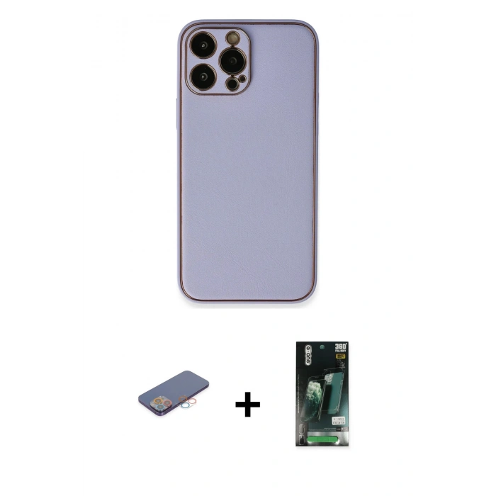 MARSİLYAN™- iPhone 13 Pro Kılıf Yadigar Klasik - Şeffaf 360 Full Body Arka Koruyucu + Renkli Kamera Lens Koruma Cam - PE