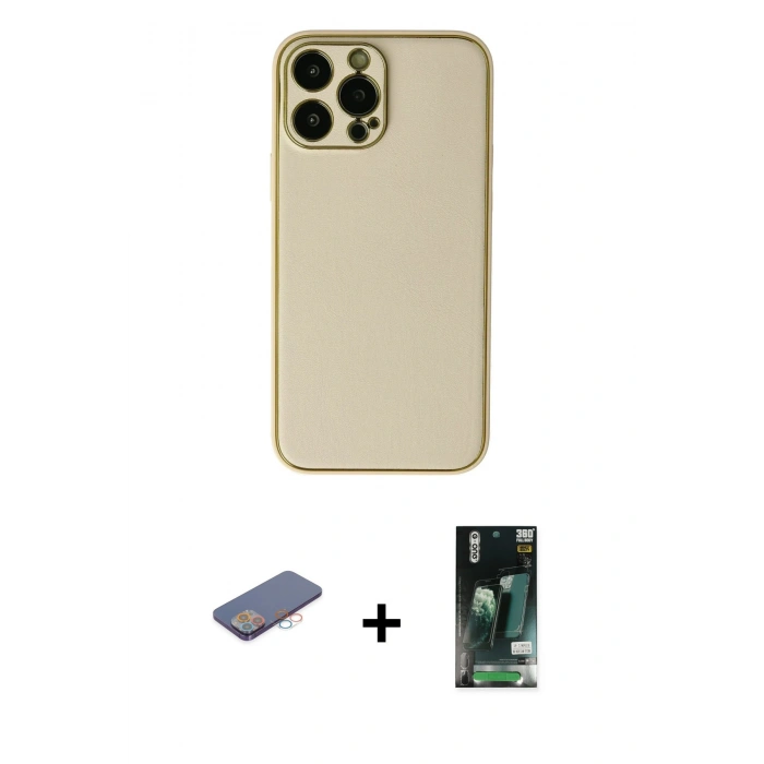 MARSİLYAN™- iPhone 13 Pro Kılıf Yadigar Klasik - Şeffaf 360 Full Body Arka Koruyucu + Renkli Kamera Lens Koruma Cam - PE