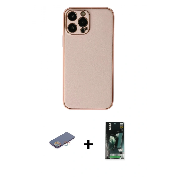 MARSİLYAN™- iPhone 13 Pro Kılıf Yadigar Klasik - Şeffaf 360 Full Body Arka Koruyucu + Renkli Kamera Lens Koruma Cam - PE