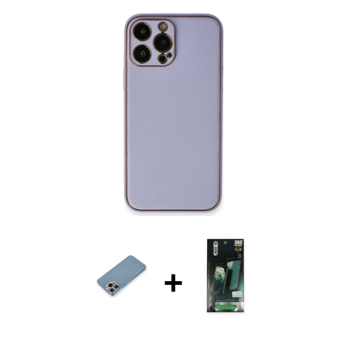 MARSİLYAN™- iPhone 13 Pro Kılıf Yadigar Klasik - Şeffaf 360 Full Body Arka Koruyucu + Shine Kamera Lens Koruma Cam - GI