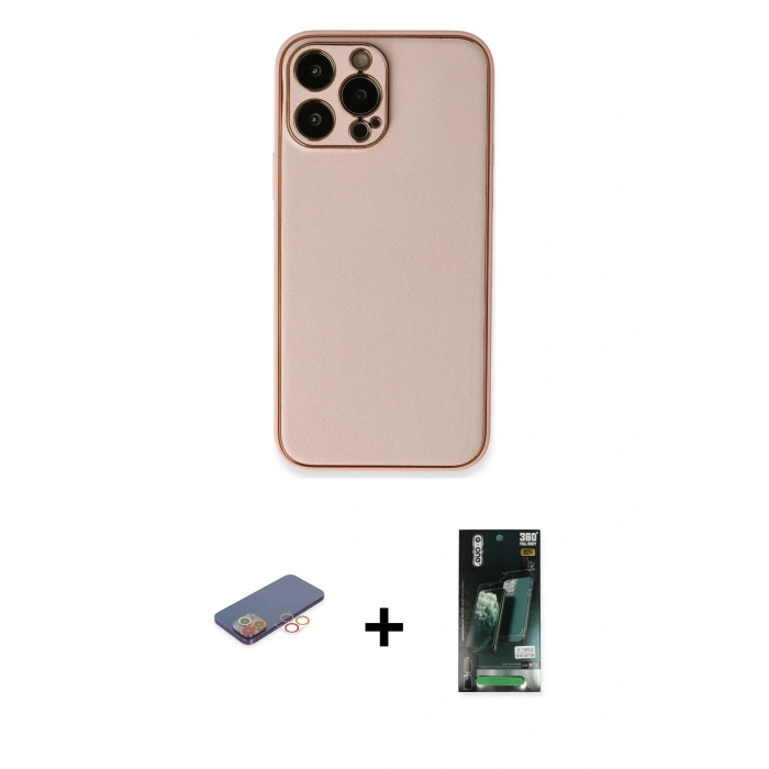 MARSİLYAN™- iPhone 13 Pro Kılıf Yadigar Klasik - Şeffaf 360 Full Body Arka Koruyucu + Renkli Kamera Lens Koruma Cam - TU