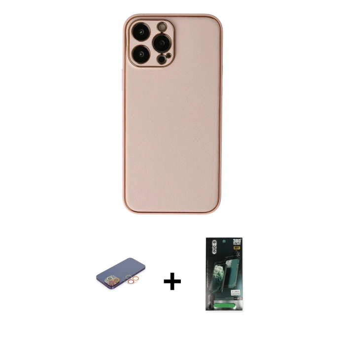 MARSİLYAN™- iPhone 13 Pro Kılıf Yadigar Klasik - Şeffaf 360 Full Body Arka Koruyucu + Renkli Kamera Lens Koruma Cam - TU
