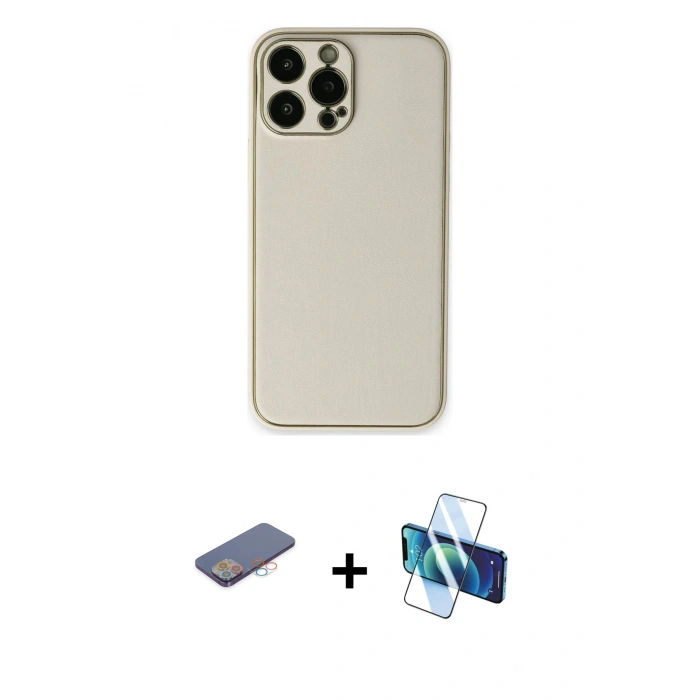 MARSİLYAN™- iPhone 13 Pro Kılıf Yadigar Klasik - Siyah 3D Antistatik Seramik Nano Ekran Koruyucu + Renkli Kamera Lens Koruma Cam - PE