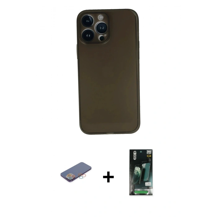 MARSİLYAN™- iPhone 13 Pro Kılıf Yadigar Yansıma Serisi - Şeffaf 360 Full Body Arka Koruyucu + Renkli Kamera Lens Koruma Cam - PE