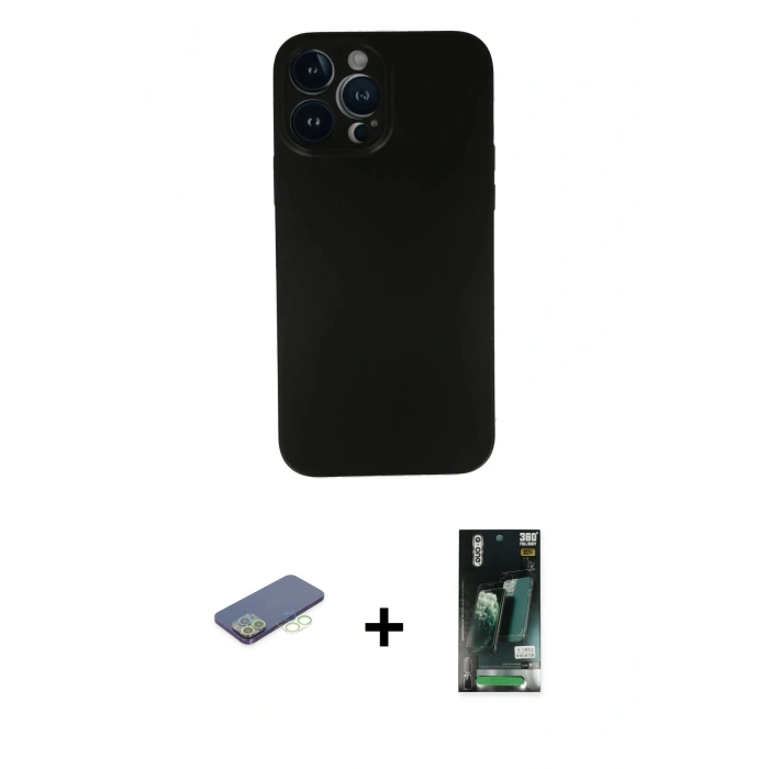 MARSİLYAN™- iPhone 13 Pro Kılıf Yadigar Yansıma Serisi - Şeffaf 360 Full Body Arka Koruyucu + Renkli Kamera Lens Koruma Cam - YL