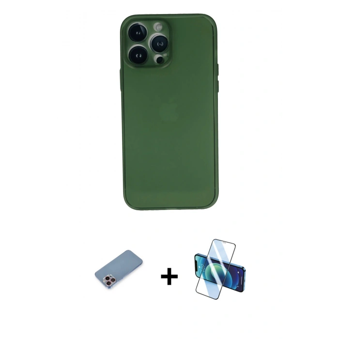 MARSİLYAN™- iPhone 13 Pro Kılıf Yadigar Yansıma Serisi - Siyah 3D Antistatik Seramik Nano Ekran Koruyucu + Pembe Shine Kamera Lens Koruma Cam