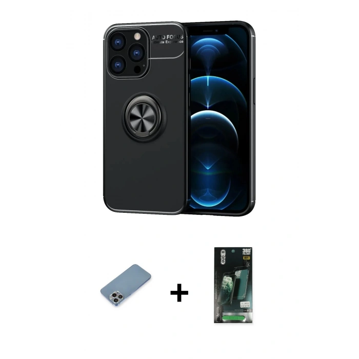 MARSİLYAN™- iPhone 13 Pro Kılıf Yankı Form Prime - Şeffaf 360 Full Body Arka Koruyucu + Shine Kamera Lens Koruma Cam - GI