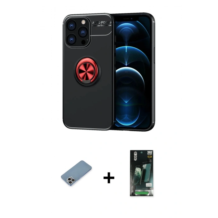 MARSİLYAN™- iPhone 13 Pro Kılıf Yankı Form Prime - Şeffaf 360 Full Body Arka Koruyucu + Shine Kamera Lens Koruma Cam - GI