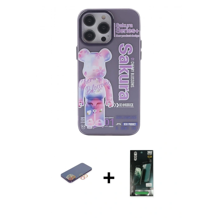 MARSİLYAN™- iPhone 13 Pro Kılıf Zirve Form Özel Seri - Şeffaf 360 Full Body Arka Koruyucu + Renkli Kamera Lens Koruma Cam - TU