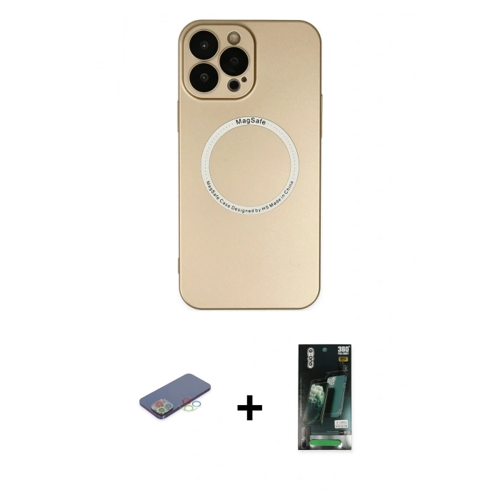 MARSİLYAN™- iPhone 13 Pro Kılıf Zirve Klasik Prime - Şeffaf 360 Full Body Arka Koruyucu + Renkli Kamera Lens Koruma Cam - MI