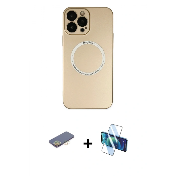 MARSİLYAN™- iPhone 13 Pro Kılıf Zirve Klasik Prime - Siyah 3D Antistatik Seramik Nano Ekran Koruyucu + Renkli Kamera Lens Koruma Cam - SI
