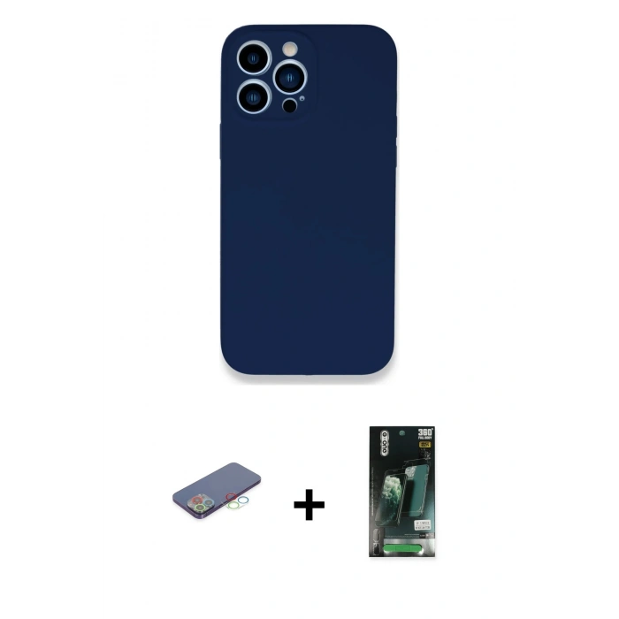 MARSİLYAN™- iPhone 13 Pro Kılıf Zirve Modern Özel Seri - Şeffaf 360 Full Body Arka Koruyucu + Renkli Kamera Lens Koruma Cam - MI