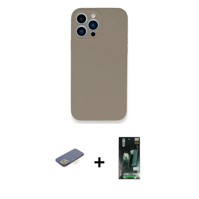MARSİLYAN™- iPhone 13 Pro Kılıf Zirve Modern Özel Seri - Şeffaf 360 Full Body Arka Koruyucu + Renkli Kamera Lens Koruma Cam - SI