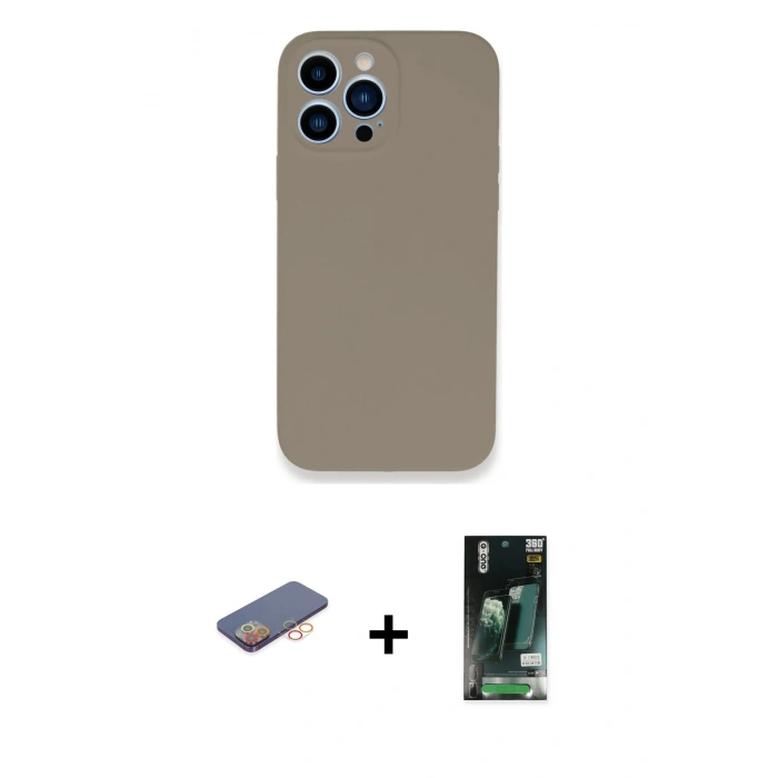 MARSİLYAN™- iPhone 13 Pro Kılıf Zirve Modern Özel Seri - Şeffaf 360 Full Body Arka Koruyucu + Renkli Kamera Lens Koruma Cam - TU