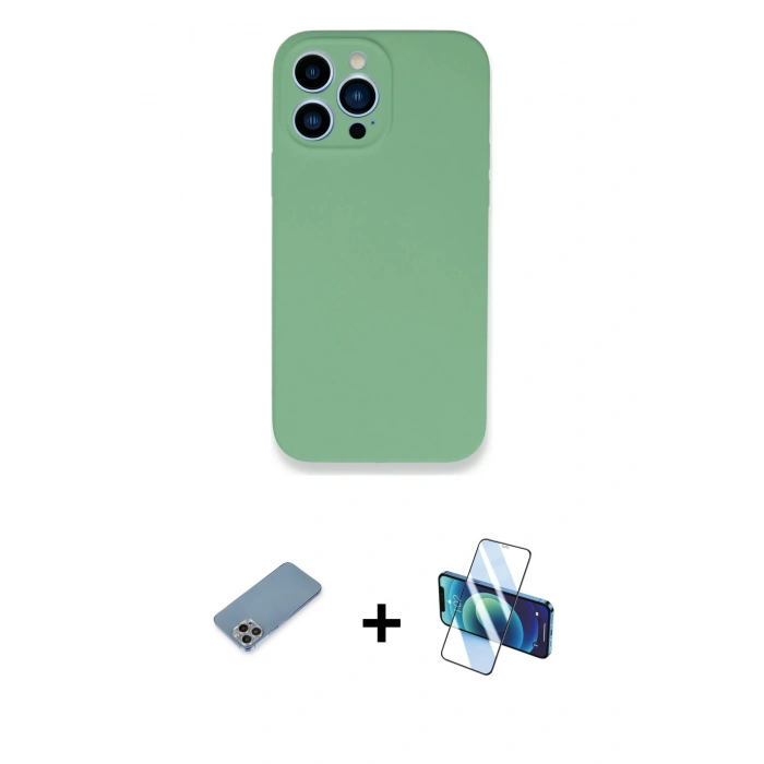 MARSİLYAN™- iPhone 13 Pro Kılıf Zirve Modern Özel Seri - Siyah 3D Antistatik Seramik Nano Ekran Koruyucu + Shine Kamera Lens Koruma Cam - GI