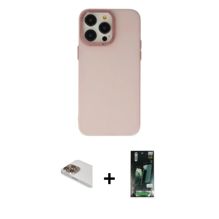 MARSİLYAN™- iPhone 13 Pro Max Kılıf Ahenk Çizgi Prime - Şeffaf 360 Full Body Arka Koruyucu + Pers Alüminyum Kamera Lens - GD