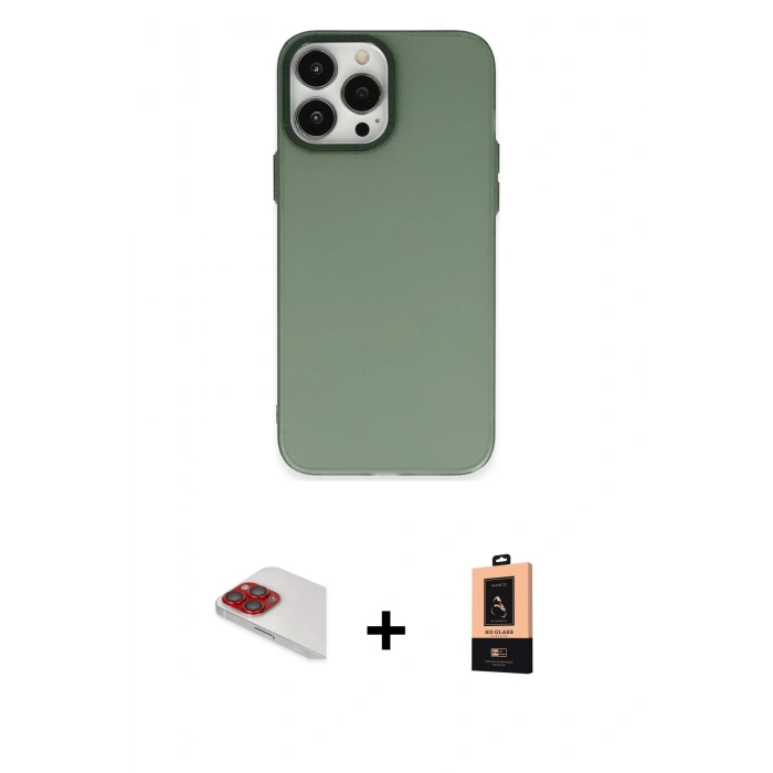 MARSİLYAN™- iPhone 13 Pro Max Kılıf Ahenk Çizgi Prime - Şeffaf Maxco Cam Ekran Koruyucu + Pers Alüminyum Kamera Lens - KI