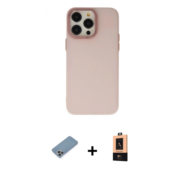 MARSİLYAN™- iPhone 13 Pro Max Kılıf Ahenk Çizgi Prime - Şeffaf Maxco Cam Ekran Koruyucu + Shine Kamera Lens Koruma Cam - GI