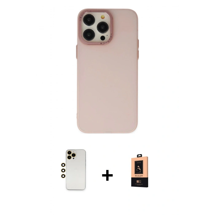 MARSİLYAN™- iPhone 13 Pro Max Kılıf Ahenk Çizgi Prime - Şeffaf Maxco Cam Ekran Koruyucu + Shine Kamera Lens - GD