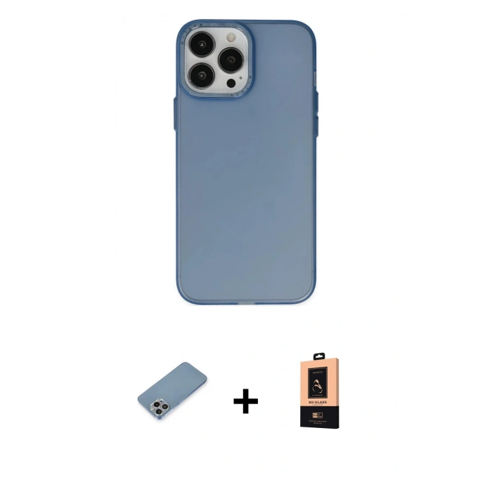 MARSİLYAN™- iPhone 13 Pro Max Kılıf Ahenk Çizgi Prime - Şeffaf Maxco Cam Ekran Koruyucu + Shine Kamera Lens Koruma Cam - GI