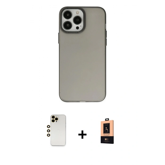 MARSİLYAN™- iPhone 13 Pro Max Kılıf Ahenk Çizgi Prime - Şeffaf Maxco Cam Ekran Koruyucu + Shine Kamera Lens - GD