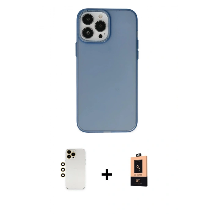 MARSİLYAN™- iPhone 13 Pro Max Kılıf Ahenk Çizgi Prime - Şeffaf Maxco Cam Ekran Koruyucu + Shine Kamera Lens - GD