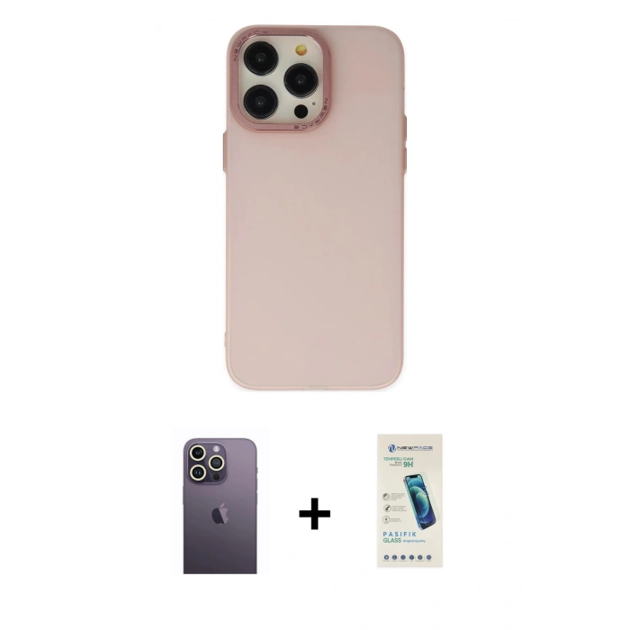 MARSİLYAN™- iPhone 13 Pro Max Kılıf Ahenk Çizgi Prime - Şeffaf Pasifik Cam Ekran Koruyucu + Neon Fosforlu Kamera Lens - BZ