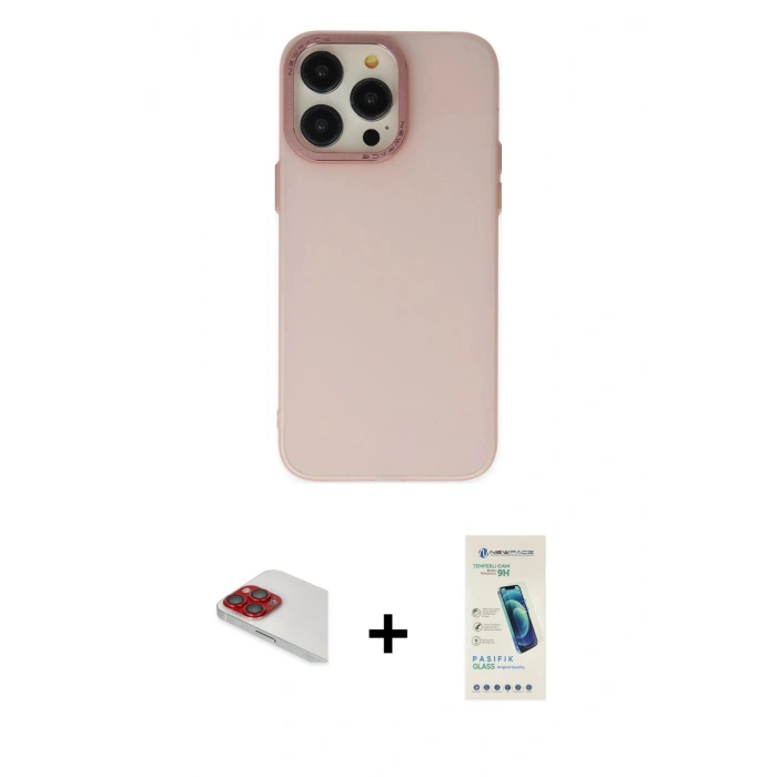 MARSİLYAN™- iPhone 13 Pro Max Kılıf Ahenk Çizgi Prime - Şeffaf Pasifik Cam Ekran Koruyucu + Pers Alüminyum Kamera Lens - KI