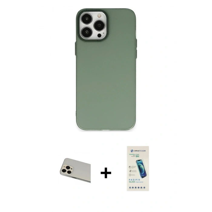 MARSİLYAN™- iPhone 13 Pro Max Kılıf Ahenk Çizgi Prime - Şeffaf Pasifik Cam Ekran Koruyucu + Rainbow Kamera Lens Koruma Cam - REGD