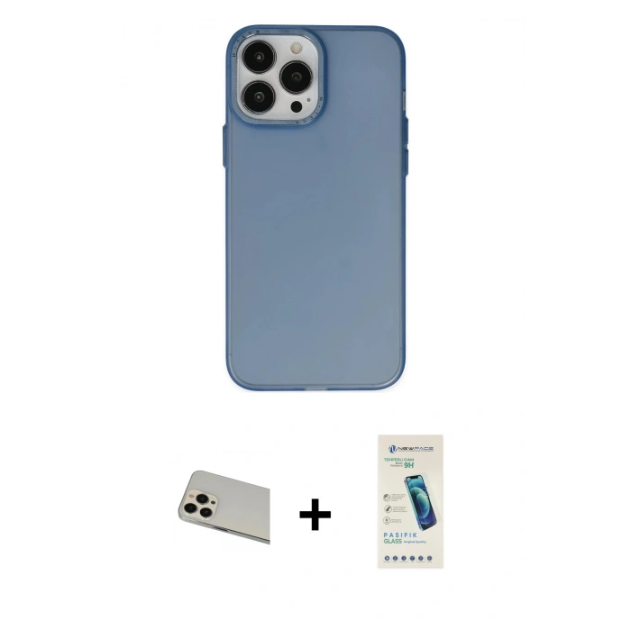 MARSİLYAN™- iPhone 13 Pro Max Kılıf Ahenk Çizgi Prime - Şeffaf Pasifik Cam Ekran Koruyucu + Rainbow Kamera Lens Koruma Cam - REGD