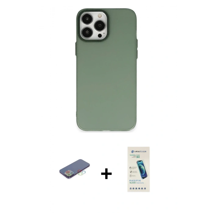 MARSİLYAN™- iPhone 13 Pro Max Kılıf Ahenk Çizgi Prime - Şeffaf Pasifik Cam Ekran Koruyucu + Renkli Kamera Lens Koruma Cam - MI