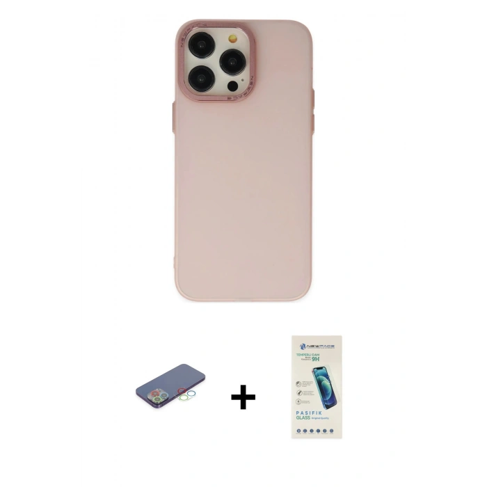 MARSİLYAN™- iPhone 13 Pro Max Kılıf Ahenk Çizgi Prime - Şeffaf Pasifik Cam Ekran Koruyucu + Renkli Kamera Lens Koruma Cam - MI
