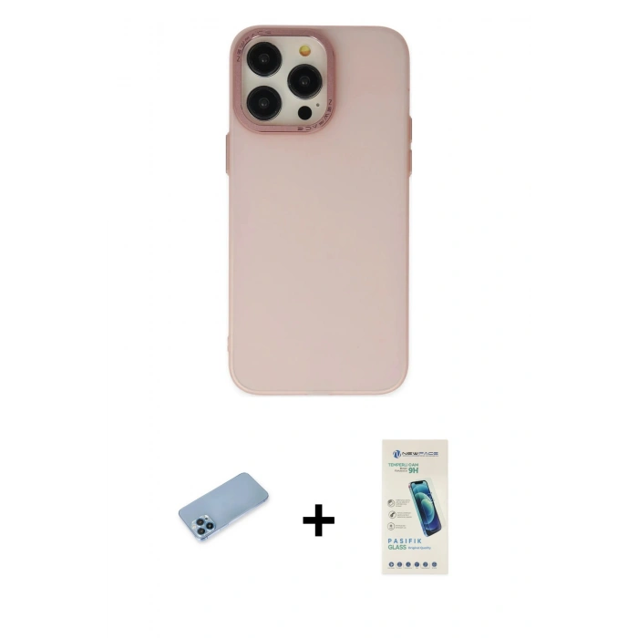 MARSİLYAN™- iPhone 13 Pro Max Kılıf Ahenk Çizgi Prime - Şeffaf Pasifik Cam Ekran Koruyucu + Shine Kamera Lens Koruma Cam - MI