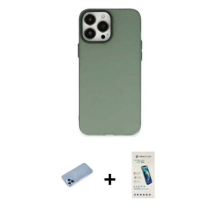 MARSİLYAN™- iPhone 13 Pro Max Kılıf Ahenk Çizgi Prime - Şeffaf Pasifik Cam Ekran Koruyucu + Shine Kamera Lens Koruma Cam - MI