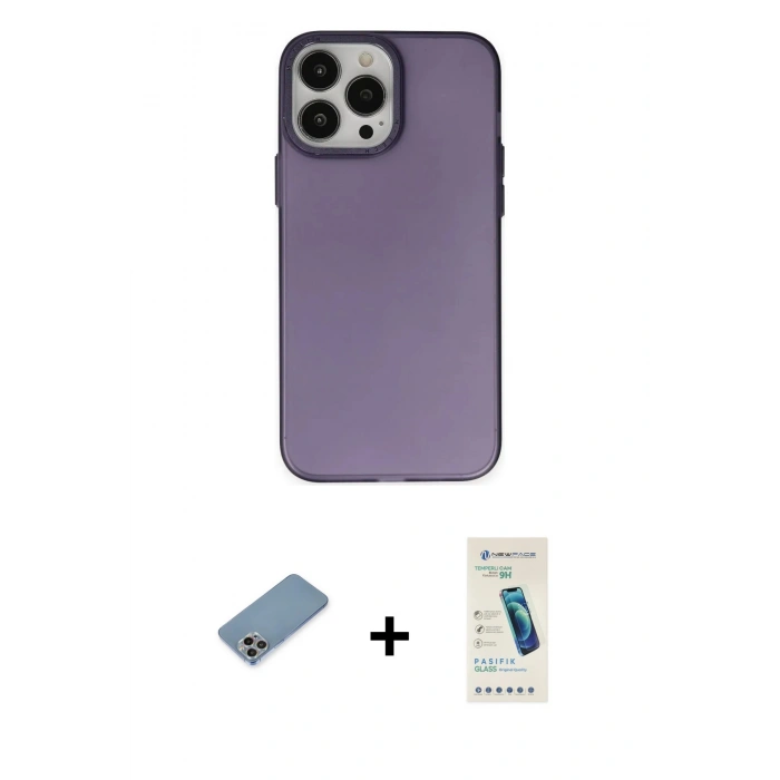 MARSİLYAN™- iPhone 13 Pro Max Kılıf Ahenk Çizgi Prime - Şeffaf Pasifik Cam Ekran Koruyucu + Shine Kamera Lens Koruma Cam - GI