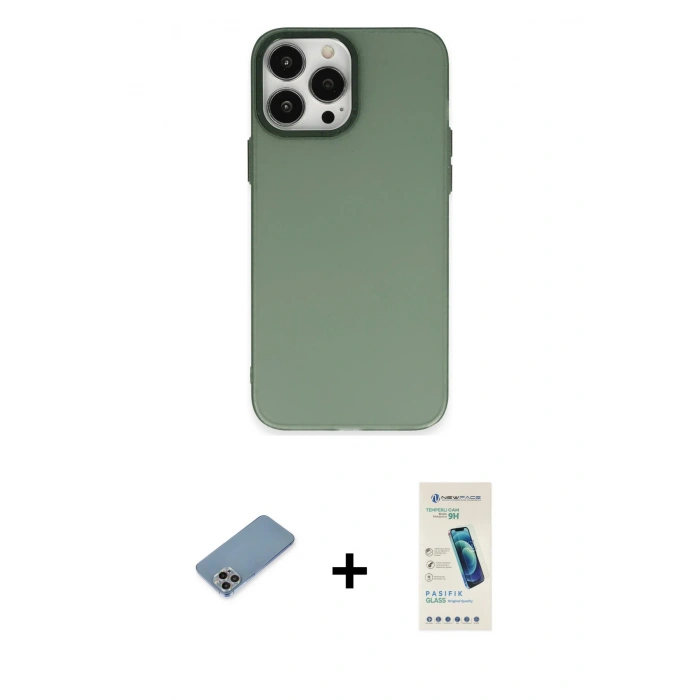 MARSİLYAN™- iPhone 13 Pro Max Kılıf Ahenk Çizgi Prime - Şeffaf Pasifik Cam Ekran Koruyucu + Shine Kamera Lens Koruma Cam - GI