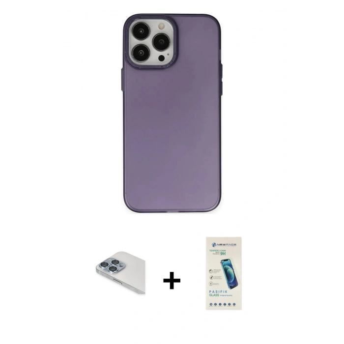 MARSİLYAN™- iPhone 13 Pro Max Kılıf Ahenk Çizgi Prime - Şeffaf Pasifik Cam Ekran Koruyucu + Pers Alüminyum Kamera Lens - SABE