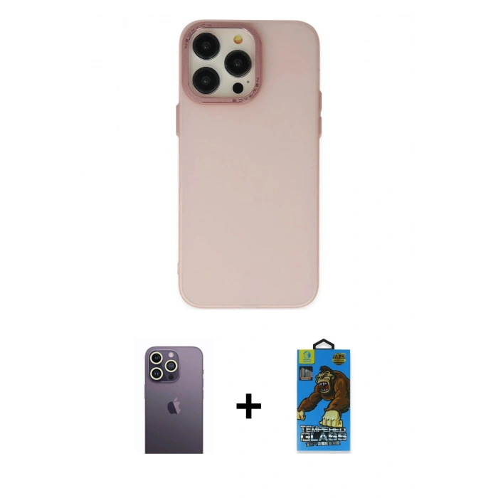 MARSİLYAN™- iPhone 13 Pro Max Kılıf Ahenk Çizgi Prime - Siyah 18D Cam Ekran Koruyucu + Neon Fosforlu Kamera Lens - BZ