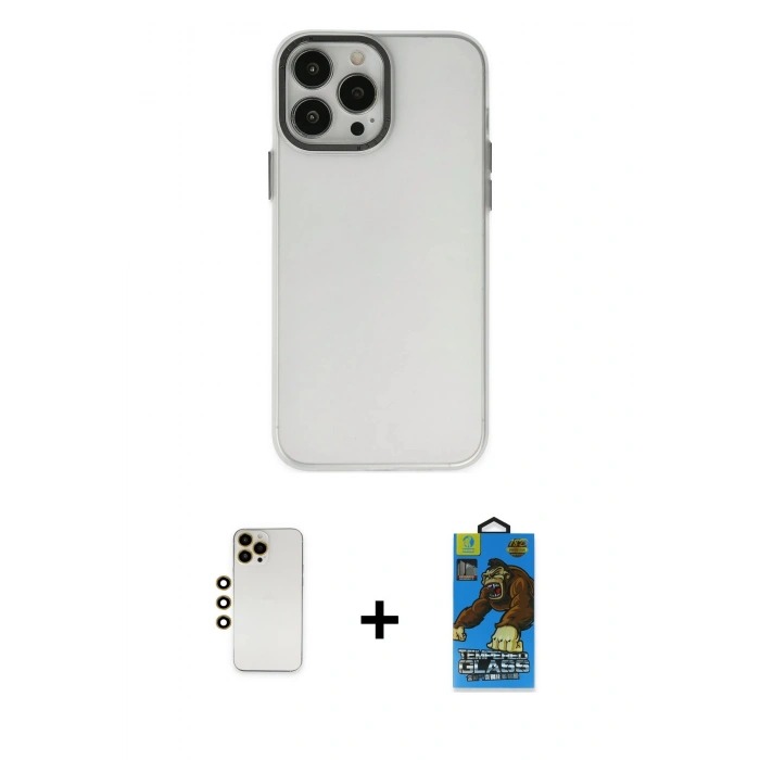 MARSİLYAN™- iPhone 13 Pro Max Kılıf Ahenk Çizgi Prime - Siyah 18D Cam Ekran Koruyucu + Shine Kamera Lens - GD