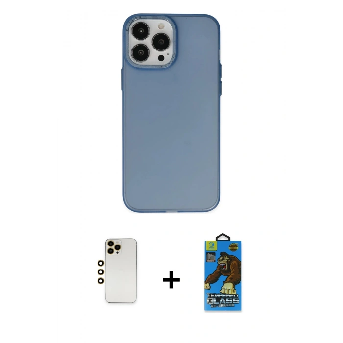 MARSİLYAN™- iPhone 13 Pro Max Kılıf Ahenk Çizgi Prime - Siyah 18D Cam Ekran Koruyucu + Shine Kamera Lens - GD