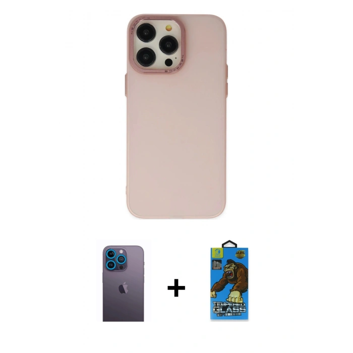 MARSİLYAN™- iPhone 13 Pro Max Kılıf Ahenk Çizgi Prime - Siyah 18D Cam Ekran Koruyucu + Neon Fosforlu Kamera Lens - MI