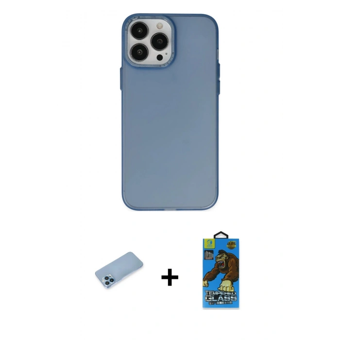 MARSİLYAN™- iPhone 13 Pro Max Kılıf Ahenk Çizgi Prime - Siyah 18D Cam Ekran Koruyucu + Shine Kamera Lens Koruma Cam - MI